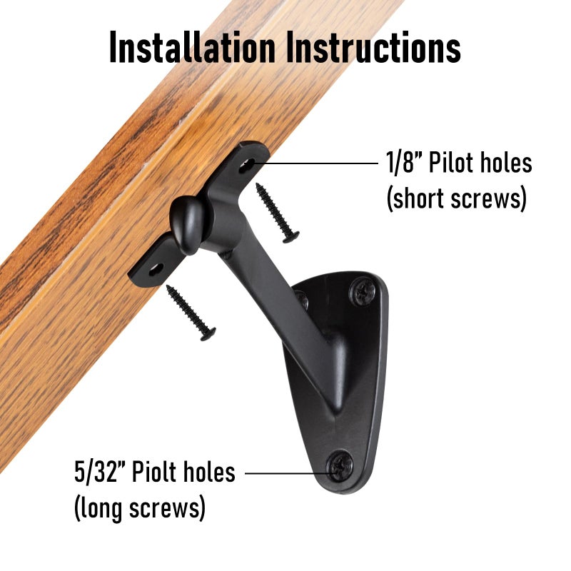 HOME MASTER HARDWARE Handrail Stair Brackets, 6 Pack Heavy Duty Hand Rail Bracket for Stairways Handrail, Staircase Bracket, Matte Black - Image 4